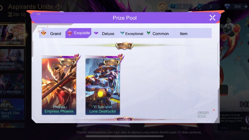 Hadiah Skin Lainnya di Event Aspirants