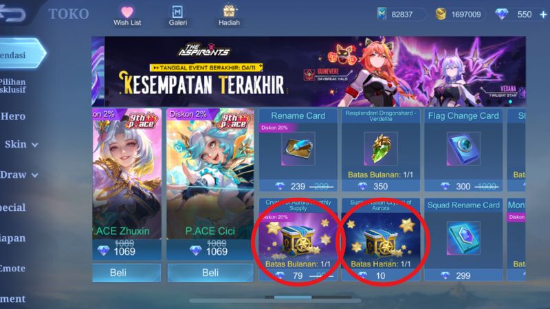 Membeli CoA Supply Chest