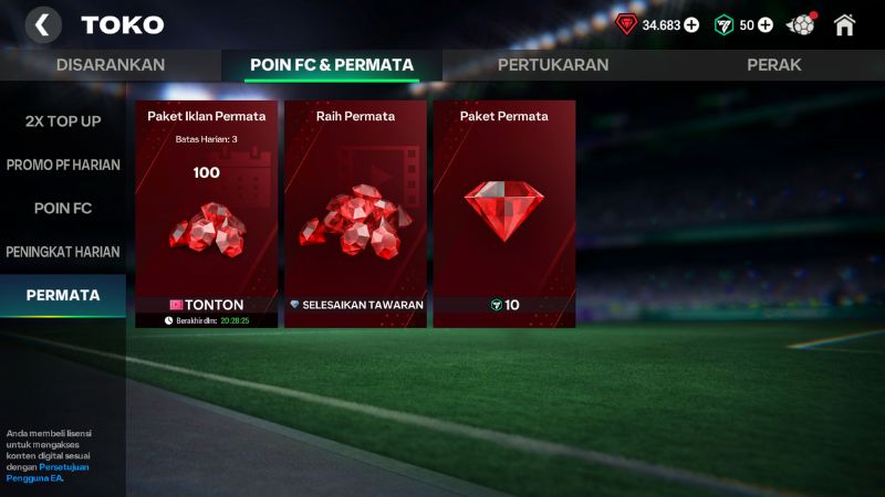 Nonton Iklan FC Mobile dapat Permata