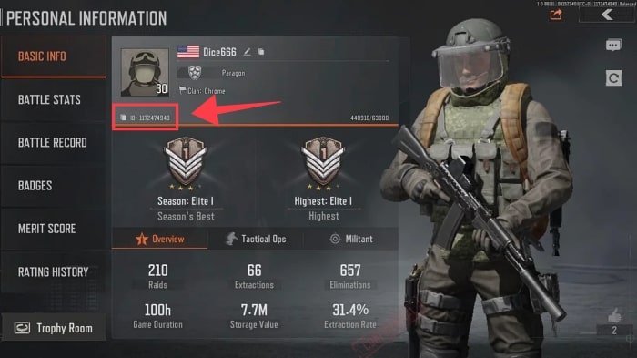 Contoh ID Arena Breakout